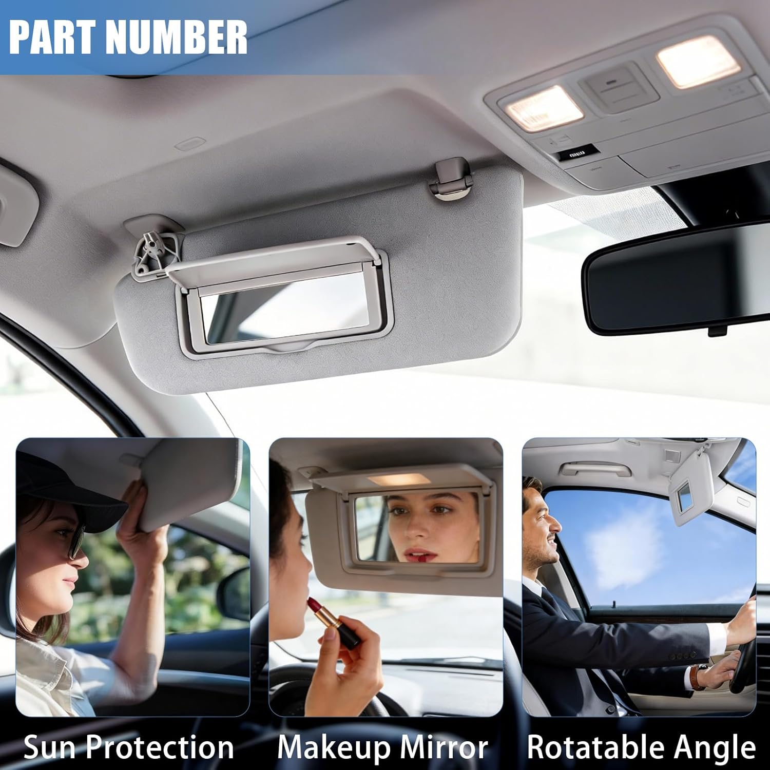 Sorello Left Driver Side Sun Visor with Makeup Mirror Compatible with Nissan Sentra 2012 2013 2014 2015 2016 2017 2018 2019 1.6L 1.8L 2.0L 2.5L - Replace 96401-3SG8AB