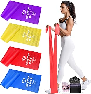COFOF Fitnessbänder 4er-Set, Gymnastikband mit 4 Widerstandsstufen, Fitnessband mit Tragetasche & Übungsanleitung Geliefer…