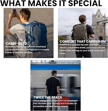 Cabinzero Classic Pro Backpack 32L, Carry On Flight Approved Cabin Bag & Hand Luggage with 15.6 Padded Laptop Sleeve & Waist Belt, Trolley Sleeve & Water-resistant
