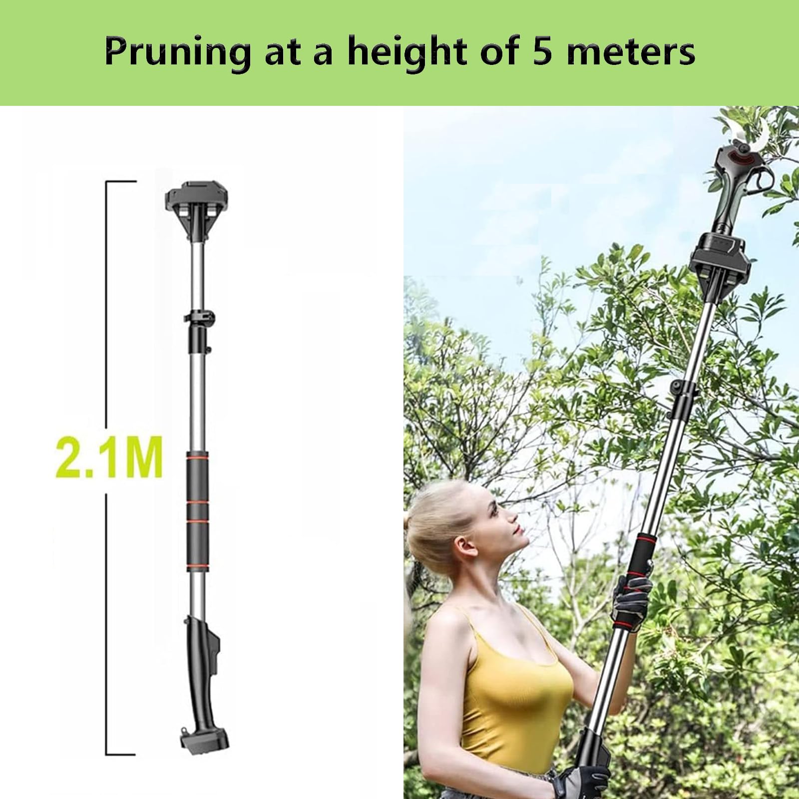 Tijeras de podar eléctricas de 40 mm - Tijeras de podar eléctricas progresivas con 2 baterías de 21 V/4500 mAh, Tijeras de podar inalámbricas para jardinería,1battery