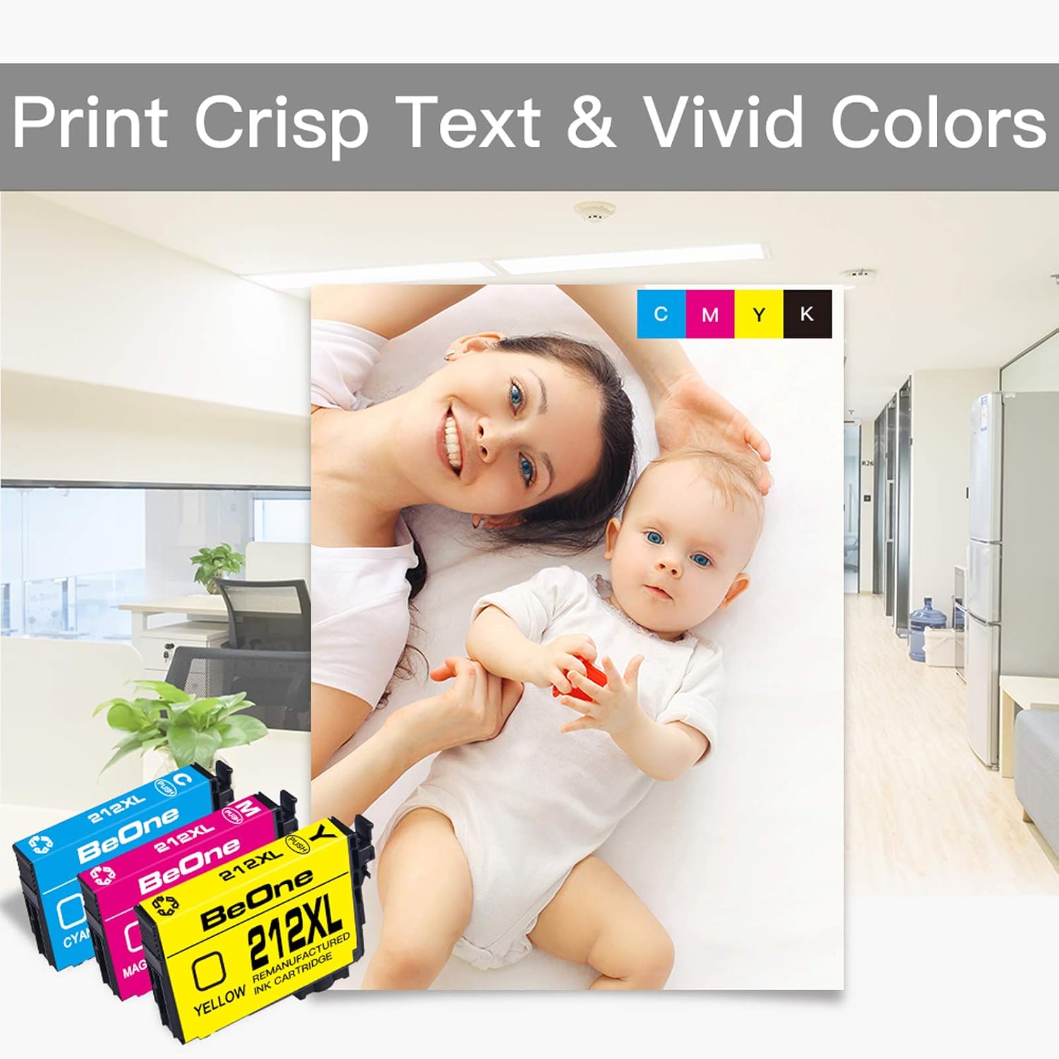Free Shipping Offer BeOne Remanufactured Ink Cartridge Replacement for Epson 212 XL 212XL T212 T212XL 3-Pack Use with Workforce WF-2850 WF-2830 WF2850 Expression Home XP-4100 XP-4105 XP4100 Printer (Cyan Magenta Yellow)