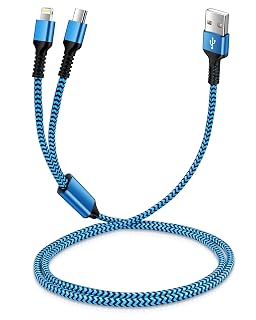 for Apple Lightning & USB-c 2-in-1 Charging Cable (4 Feet), USB to Lightning & USB to USB-c Long Fast Charger Cord for iPhone 17e 17 Air 16e 16 15 Pro Max 14 Plus 13 12 11 mini, Not for Apple CarPlay - Amazon product rated Grade A