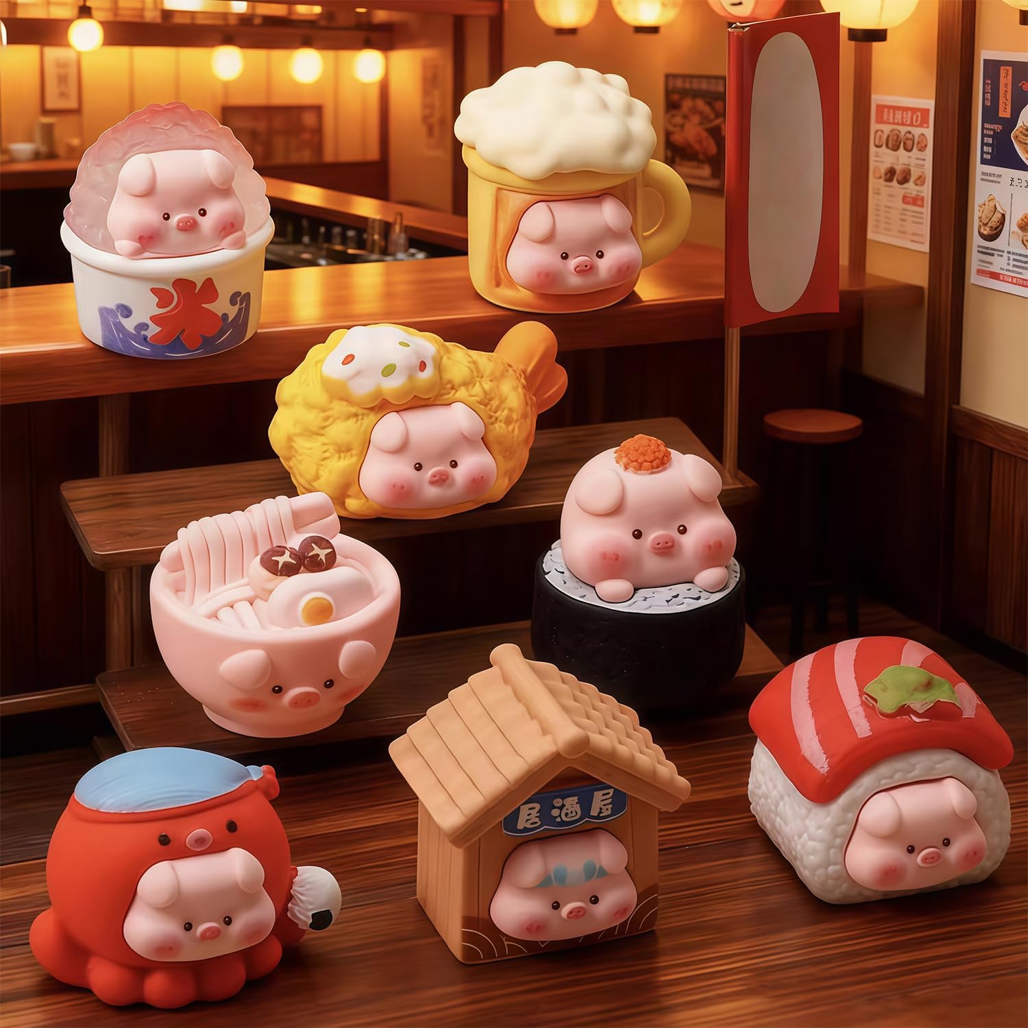 3 Pcs Cute Pig Series Blind Box Figures, Random Design Action Figures Collectible Toys for Birthday Gift, Home Decorations