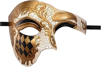 Oidea Masquerade Mask for Men: Phantom Of The Opera Mask One Eyed Half Face Mask Party Mardi Gras Carnival Venetian Mask