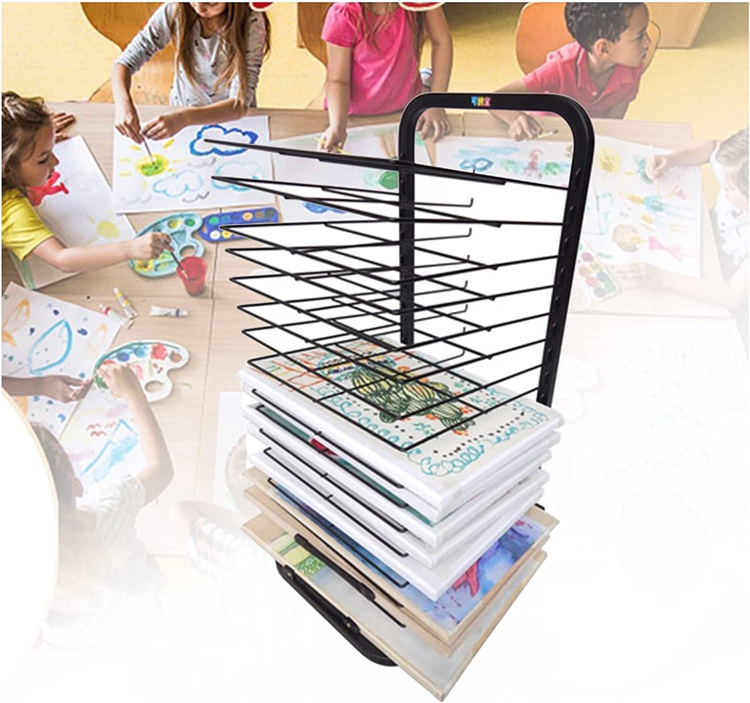 JYHHGDS Art Drying Rack for Classroom 15Layers Mobile Art Drying Rack, Drying Easel Art Studio, Educational Product Drying Rack, Space-Saving Shelf-20/25/30Tiers-Onecolor-25layers
