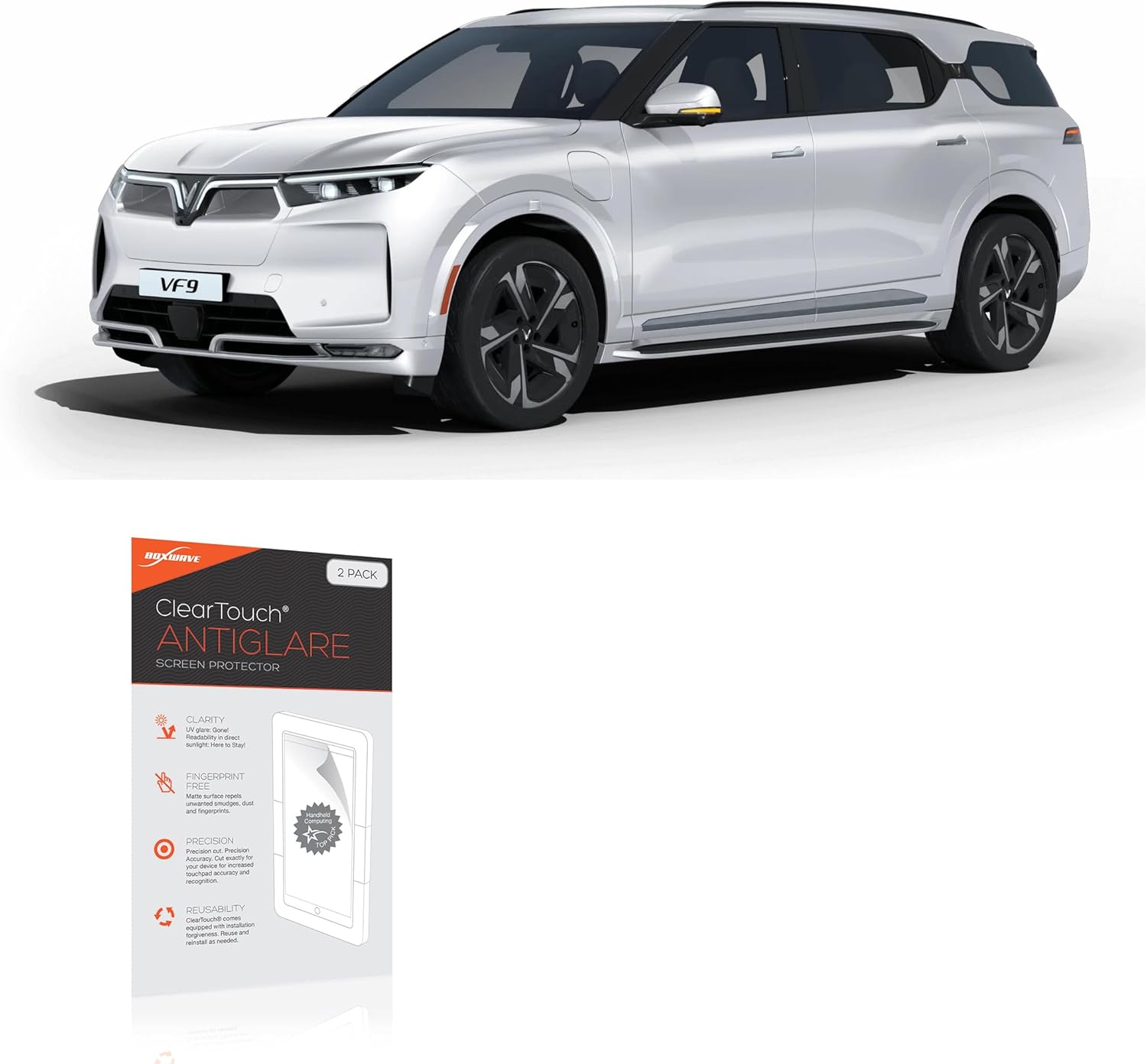 BoxWave Screen Protector Compatible with VinFast 2024 VF9 Display (15.6 in) - ClearTouch Anti-Glare (2-Pack), Anti-Fingerprint Matte Film Skin