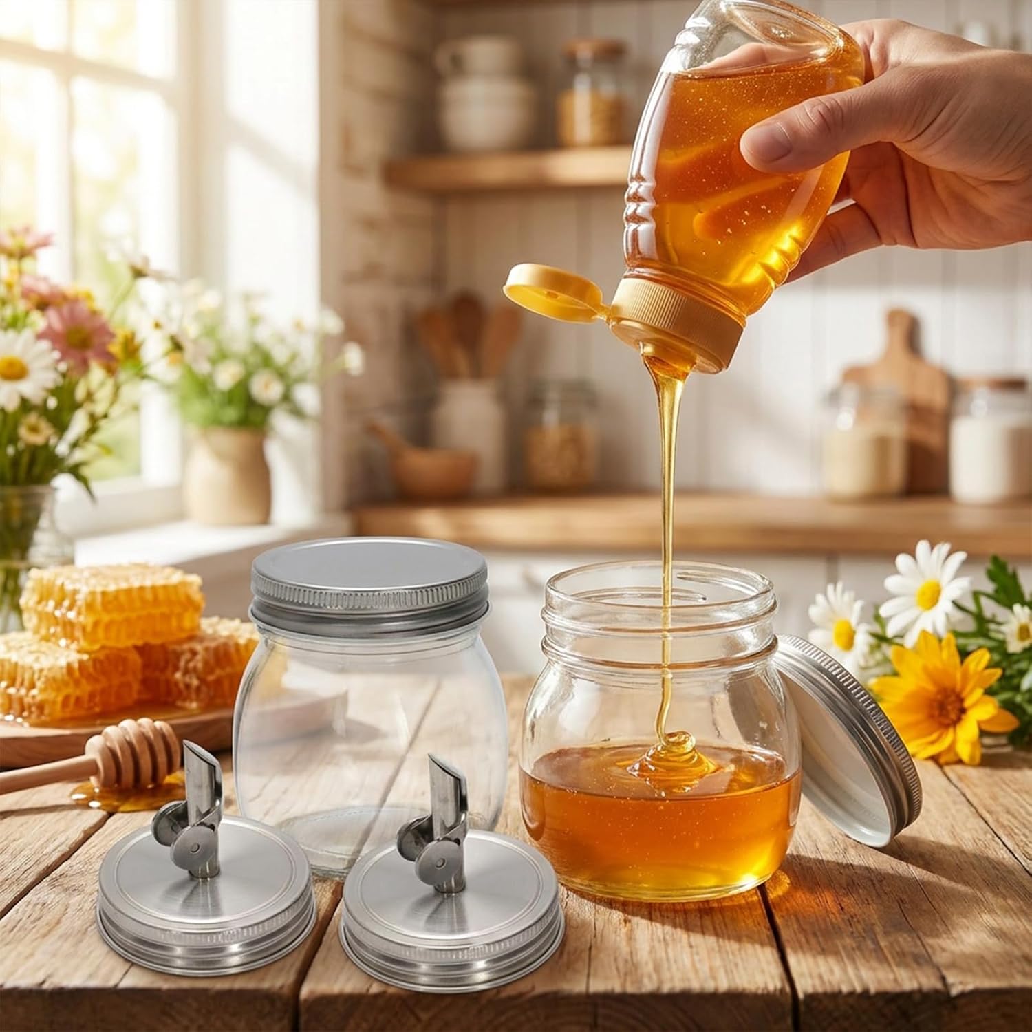 2 Pack 10 oz Glass Syrup Dispensers with Stainless Steel Lids, Pour Spout Bottles for Maple Syrup, Coffee Bar, Olive Oil, Vinegar and Salad Dressing