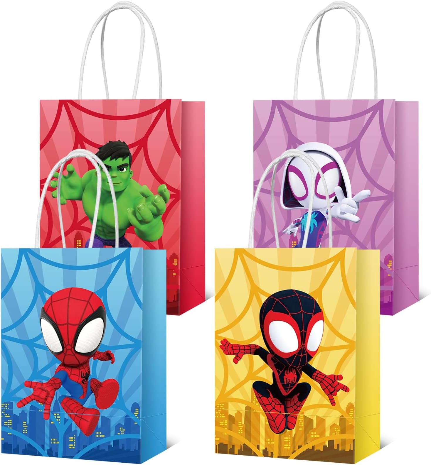 Spidey Party Supplies, 12Pcs Party Gift Goodie Bags for Spidey Birthday Decorations