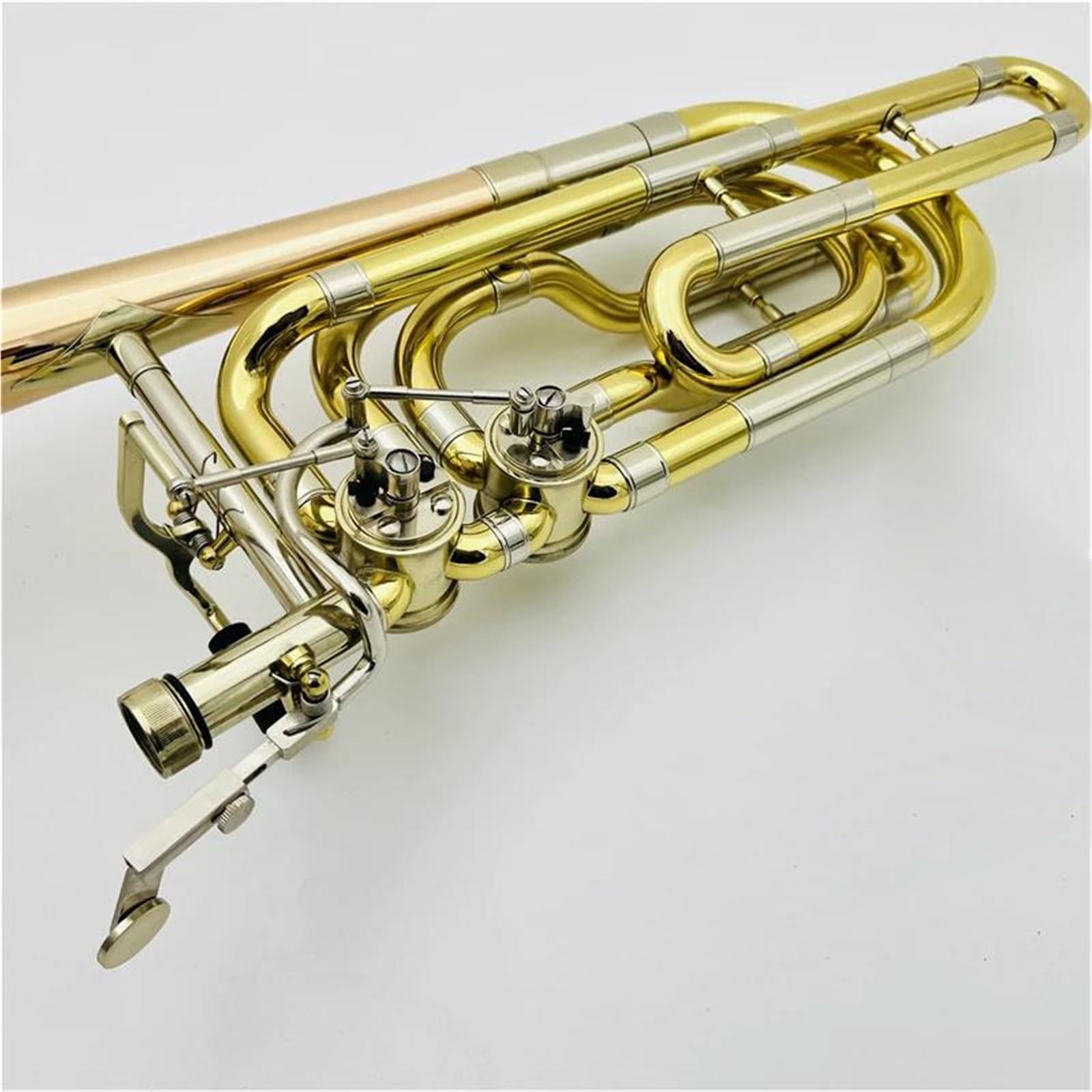 Puzon dla początkujących Bb F puzon dwutłokowy fosforowy brąz mosiądz platerowany profesjonalny instrument muzyczny z etui,