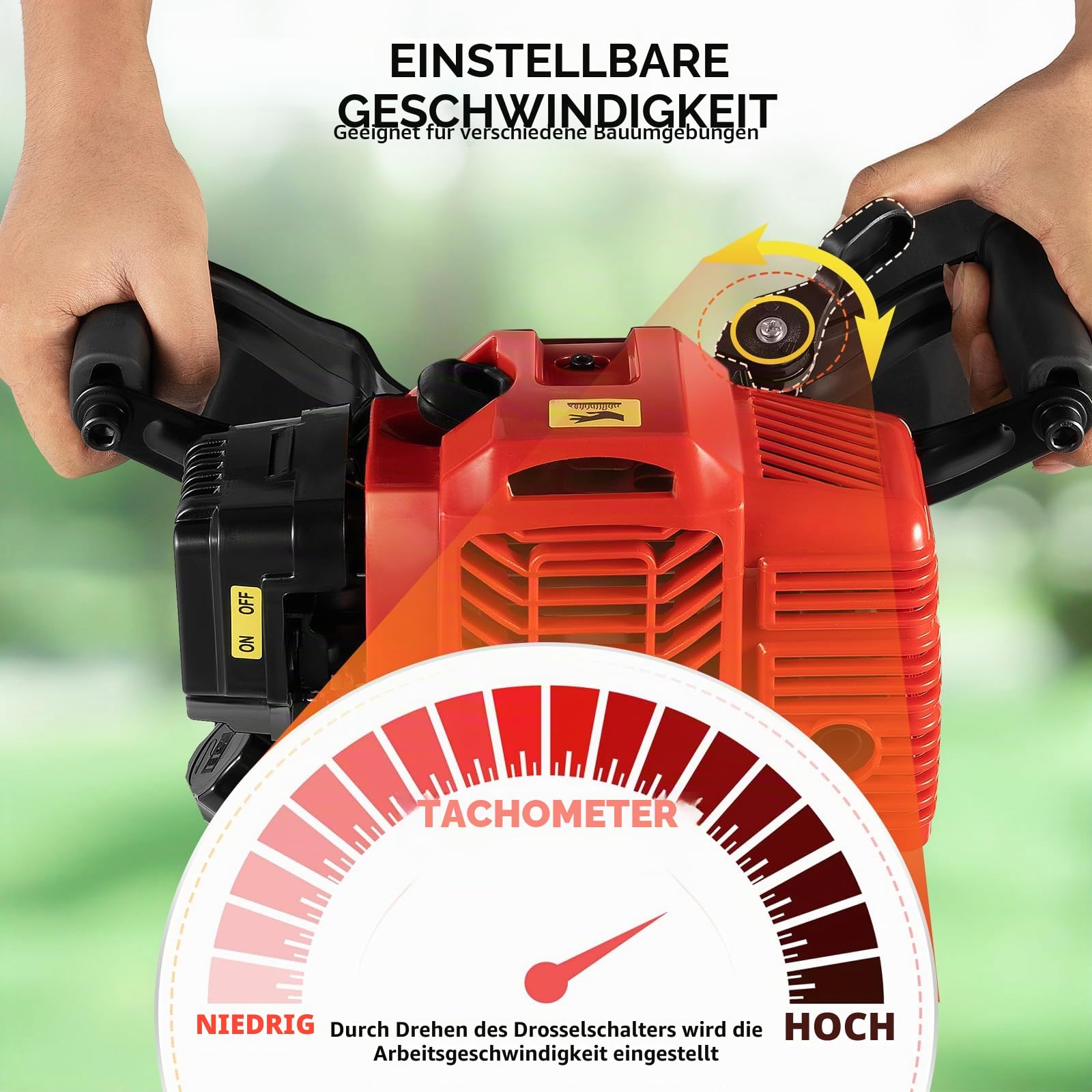 1900W Benzin Baumspaten & Wurzelschneider - Robuster Baumumpflanzbagger für Garten, Rasen, Landschaftsbau - 52cc 2-Takt-Motor mit niedrigem Kraftstoffverbrauch