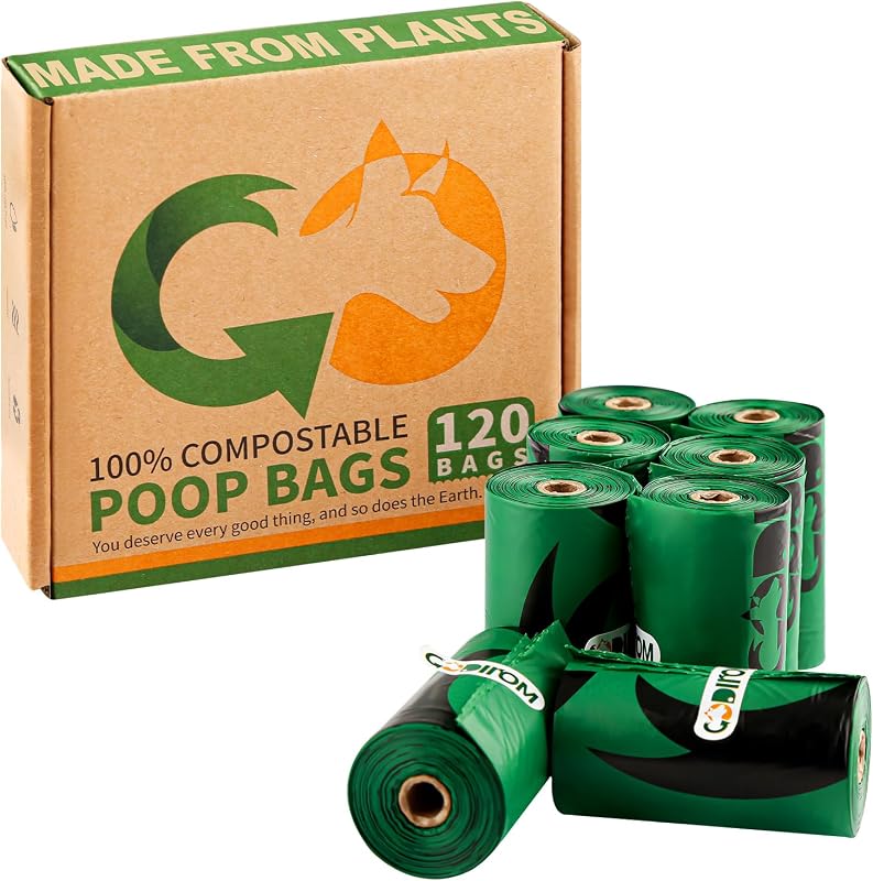 Bolsas compostáveis para fezes de cães Codirom, 120 unidades em 8 rolos