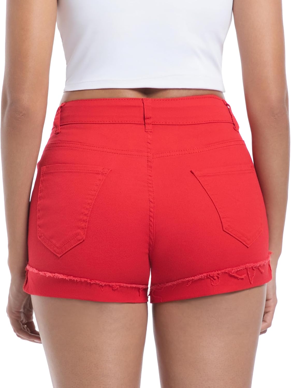 Women's Ripped Mid Rise Stretchy Denim Jeans Shorts - Image 3
