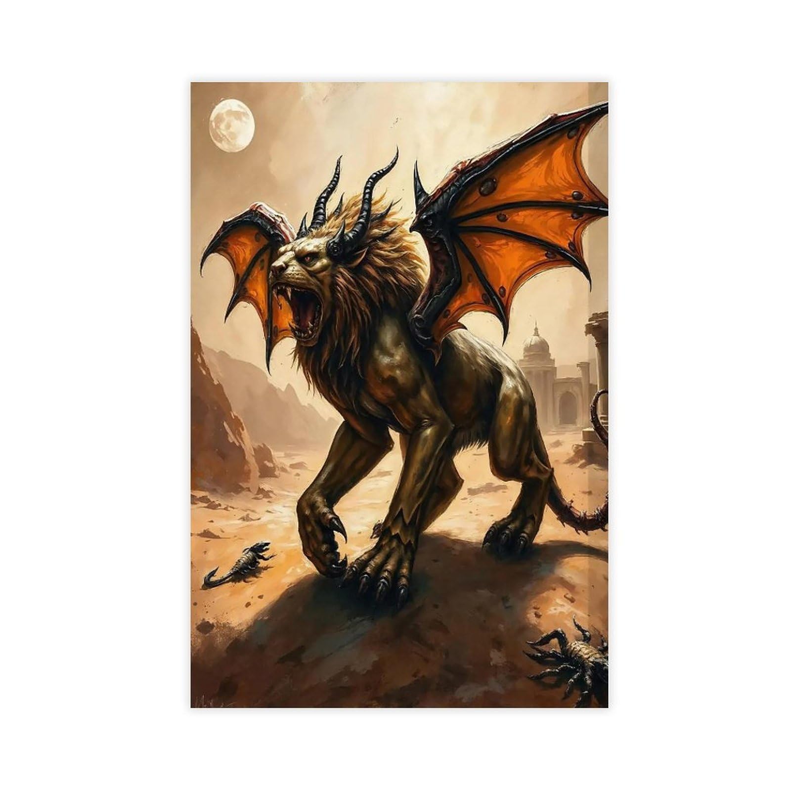 QZFNCOYU Manticore Monster Poster Canvas Poster Bedroom Decor Landscape Office Room Decor Gift 24x36inch(60x90cm)
