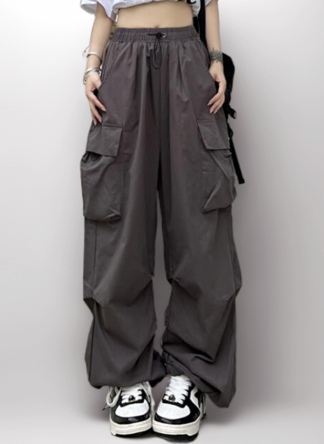 Women Cargo Pants Baggy Y2K Clothing Multi Pockets High Waist Loose Straight Leg Pants Vintage Grunge Aesthetic Clothes
