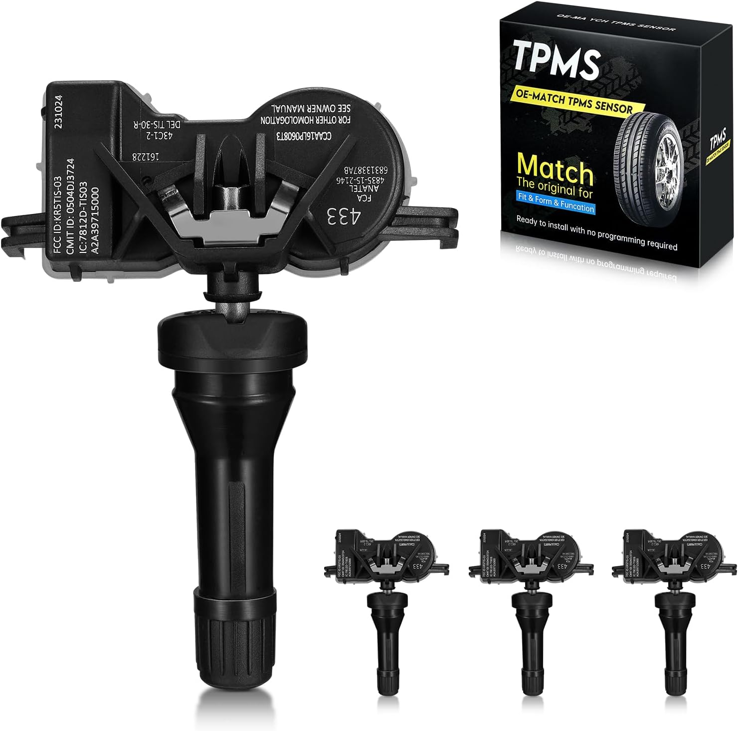 BDFHYK 433MHZ TPMS Sensors Compatible with Chrysler Jeep Dodge Tire Pressure Monitoring System Replaces#68313387AB 68193586AC 68252493AB 4 Pack