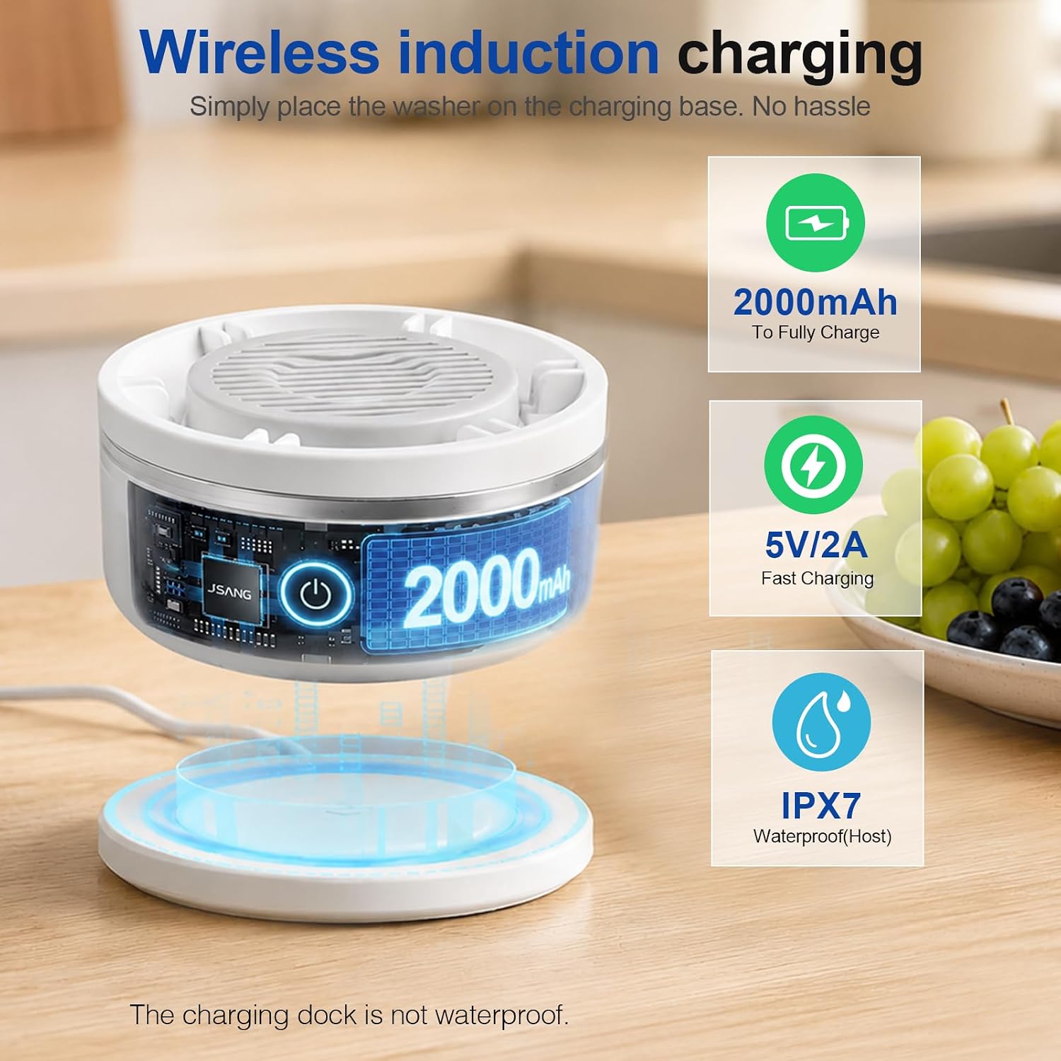 Fruit and Vegetable Washing Machine, Rechargeable Fruit and Vegetable Cleaner Device, Ti Electrolysis Fruit and Veggie Washer, Waterproof Food Purifier for Produce, Meat, Seafood