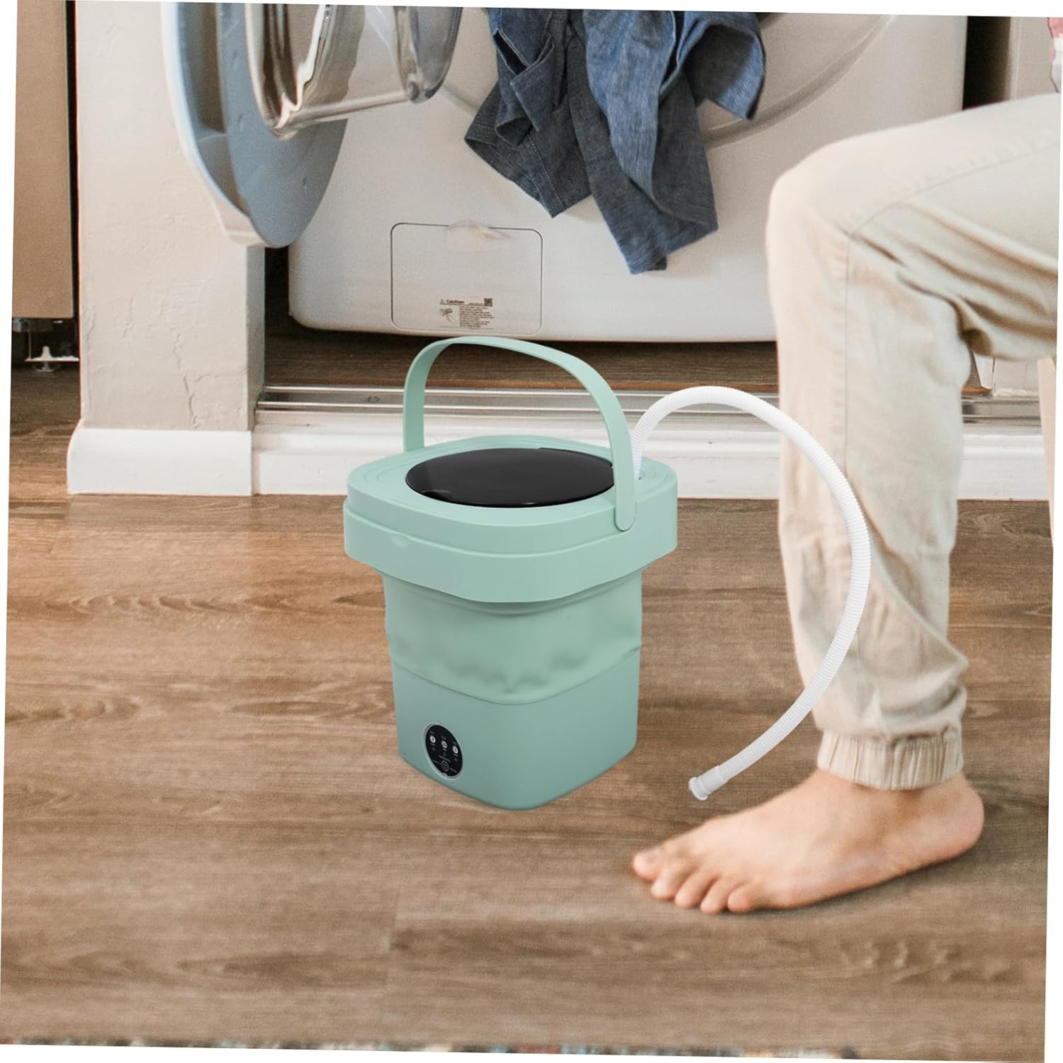 Foldable Mini Washing Machine Portable Washer with Modes for Clothes Underwear Socks Compact Lightweight Laundry Appliance for Rv Apartment Dorm Travel
