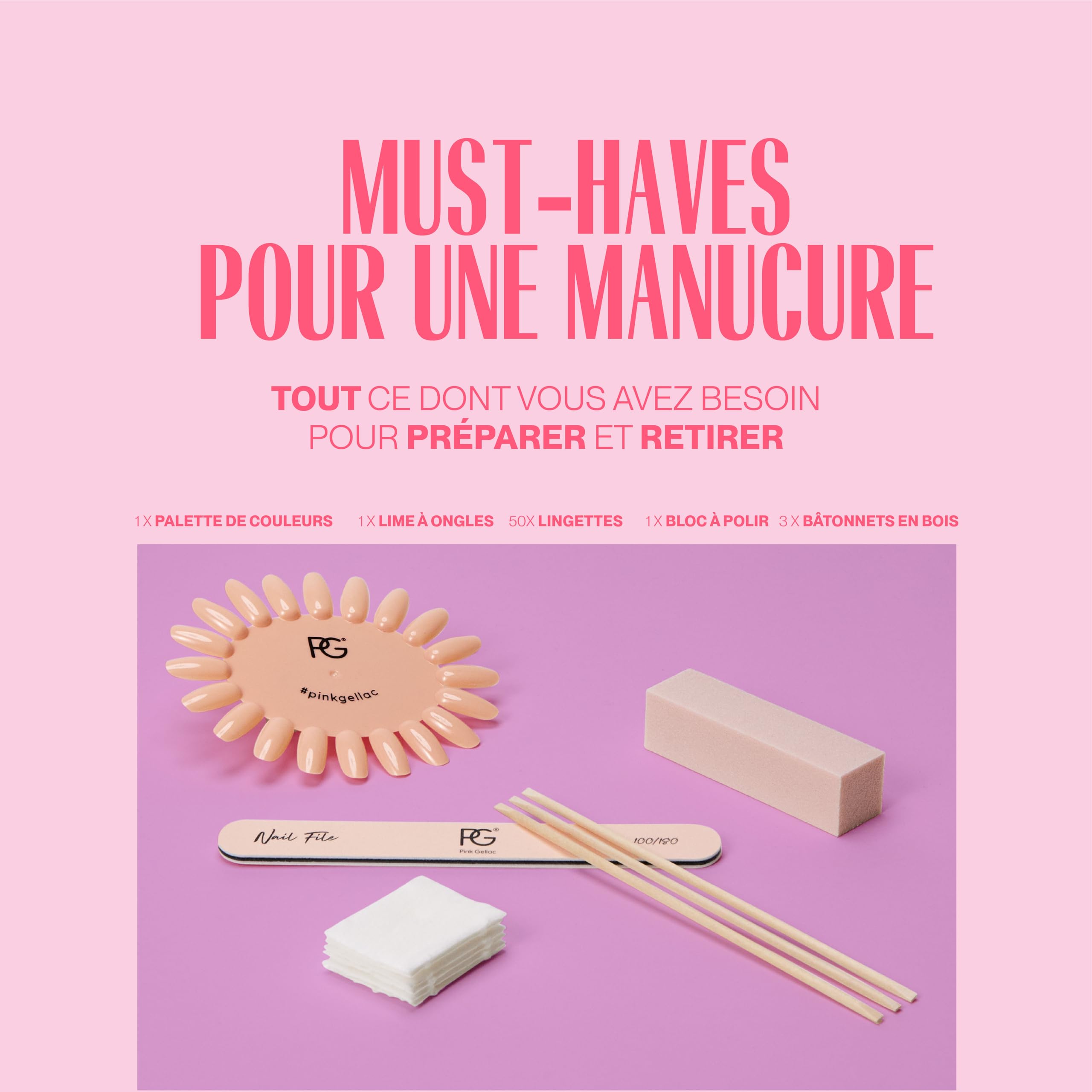 Pink Gellac Kit Vernis Semi Permanent avec Premium Lampe UV LED Rose
