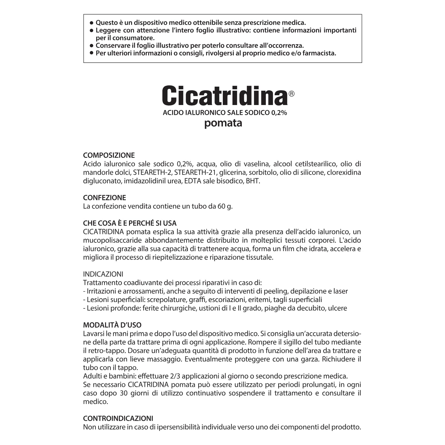 FARMA-DERMA Cicatridina Pomata 60g Acido Ialuronico Sale Sodico 0,2% | Riparazione Barriera Cutanea | Irritazioni, Arrossamenti, Lesioni Superficiali e Profonde | Uso Cutaneo Adulti e Bambini