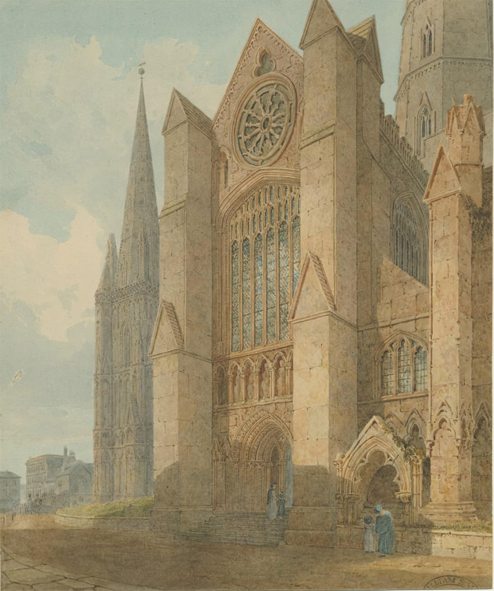ARTXLXXBN Famous Painting Art Wall Decor Abstract Art Picture Lichfield Cathedral South Transept Water Colour Painting by Charles Wild Animal Pictures for Home Decor 60x90cm