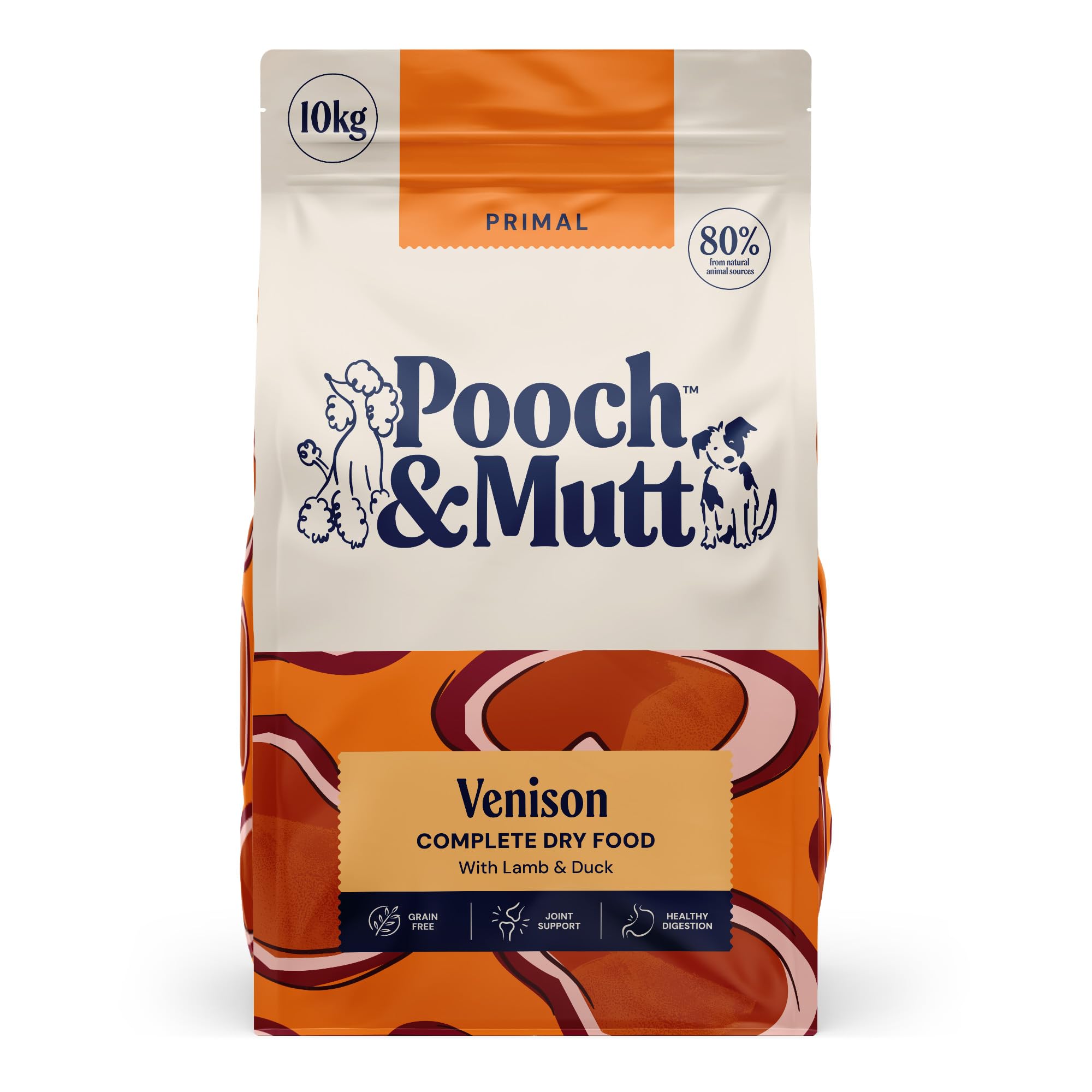 Pooch & Mutt - Primal Complete Dry Dog Food (Regular Sized Kibble), Grain Free High Protein Dog Food, Vension Lamb and Duck, 10kg — image 1