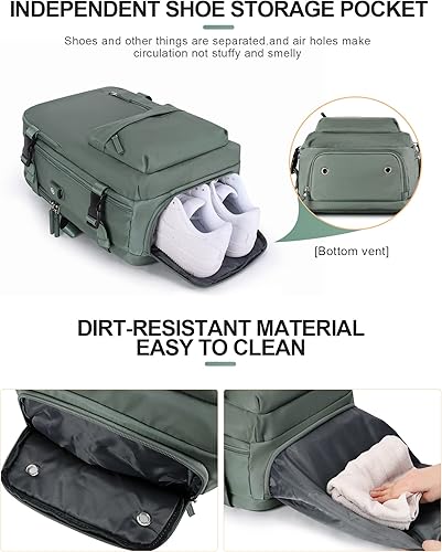 Miniatura 7 de winspansy Mochila de viaje para mujer y hombre, A12-verde (juego de 2 piezas), Grande