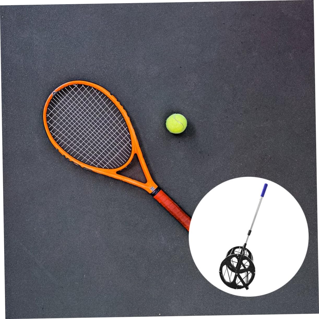 UPKOCH Raccoglitore di Palline da Tennis capacità 55 Palline, Manico Regolabile e Funzione di Sgancio Rapido, Attrezzatura per Scuole e Club per Raccolta Efficiente in Campo