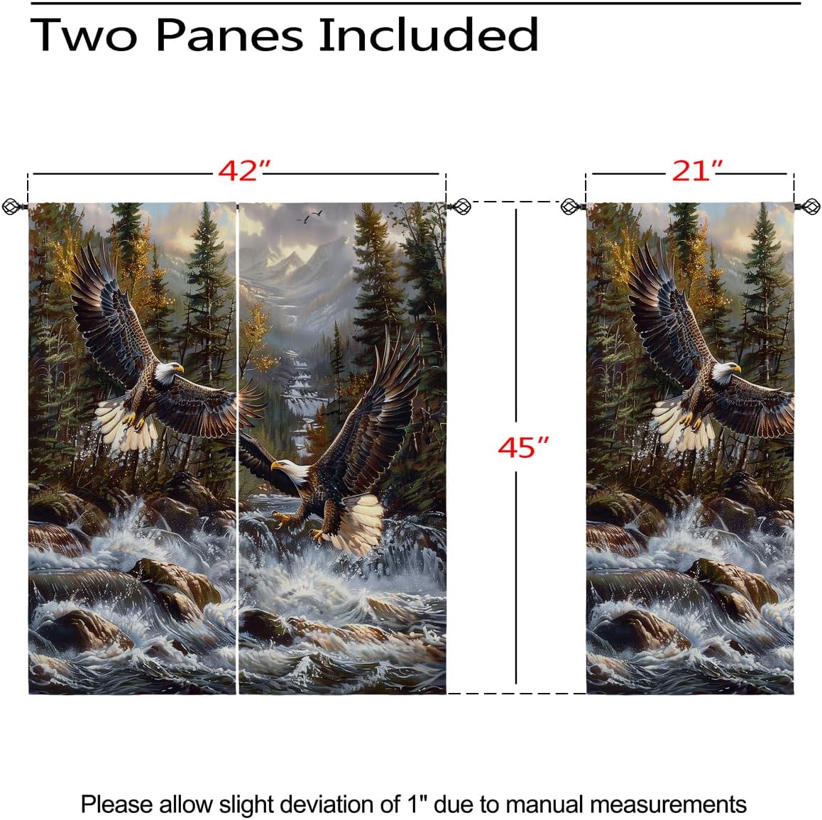 Bald Eagle Blackout Curtains for Girls Boy Home Decor, Rustic Nature Forest Wildlife Eagle Mountains Grommet Thermal Insulated Drapes Darkening Window Curtain for Bedroom Living Room, 42 x 45 Inch