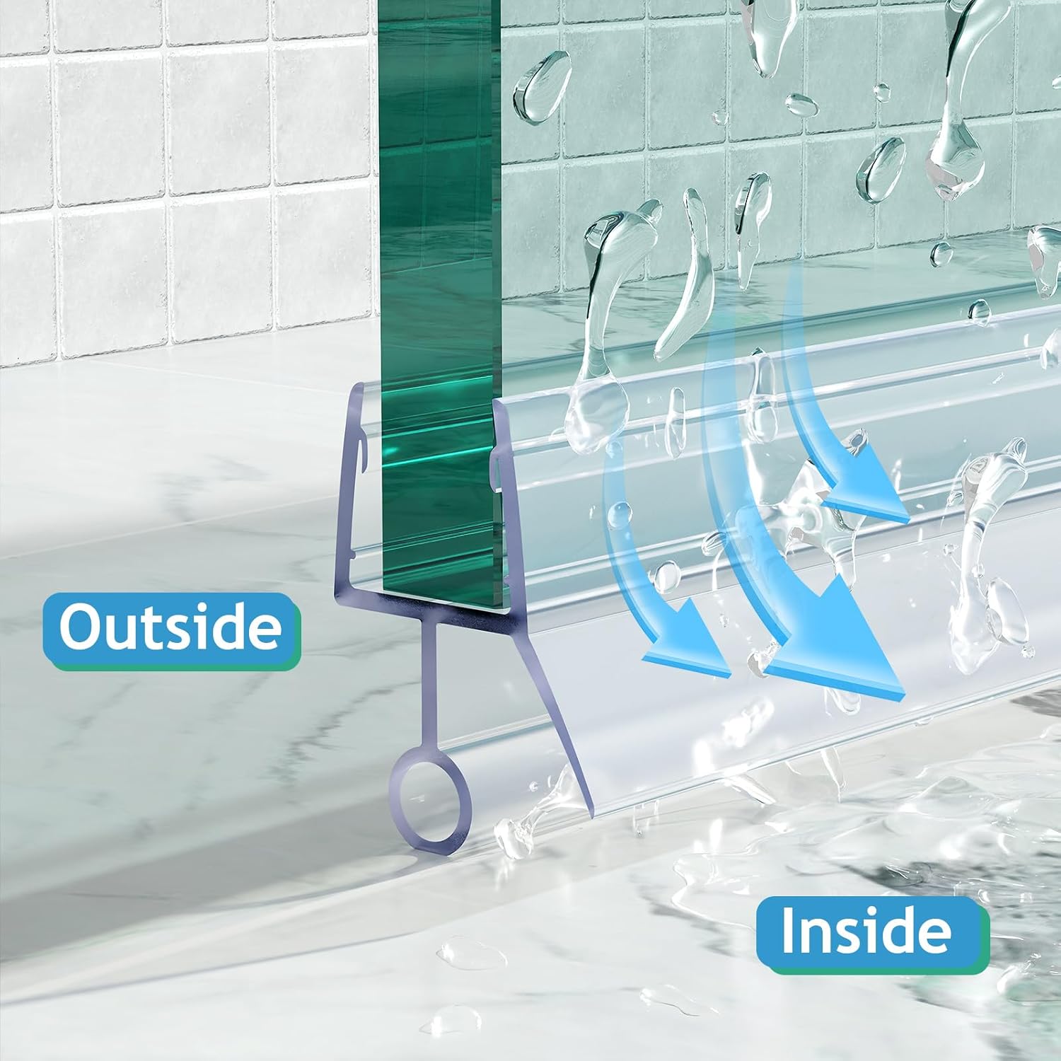 2 PCS 39" Shower Door Bottom Seal, 3/8" Shower Door Sweep for 3/8 Inch Glass,Frameless Glass Door Seal Strip to Seal 11mm Gap,Stop Shower Leaks and Create a Water Barrier