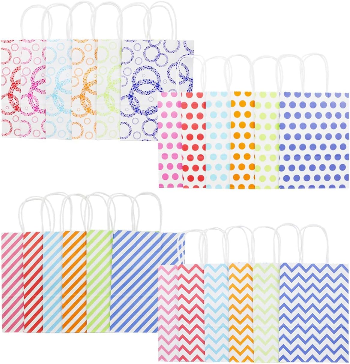 Kraft Paper Bags with Handles, 24 Pcs Party Favor Bags with Handle