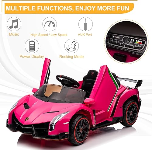 Miniatura 2 de Winado Auto eléctrico para niños de 12V, vehículo con licencia Lamborghini Veneno, juguete de auto con batería, control parental, puertas