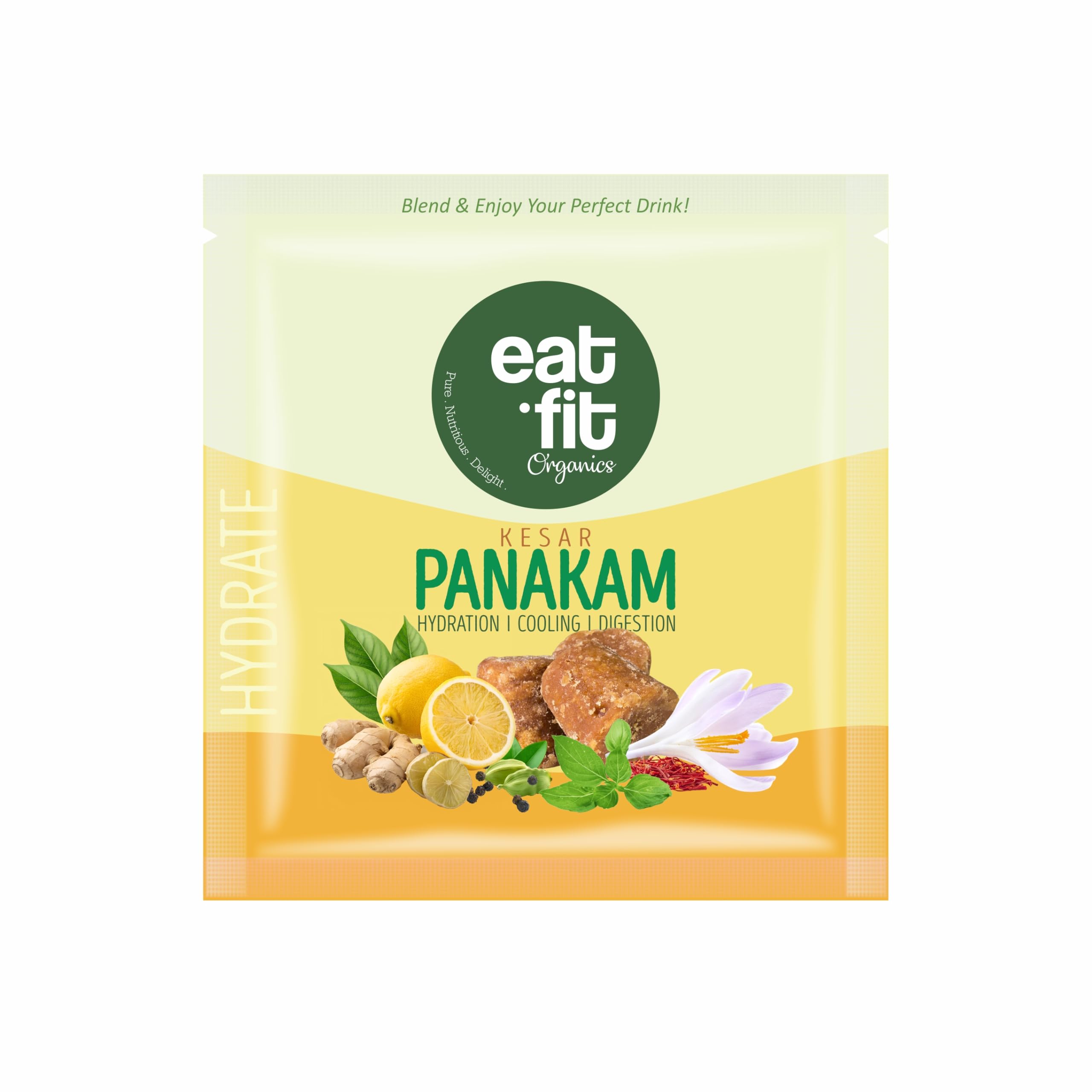 Eatfit Organics Kesar Panakam Natural Drink Mix, Hydration and Cooling Beverage with Ginger, Lemon, Saffron for Digestion, Pack of 10-image-27