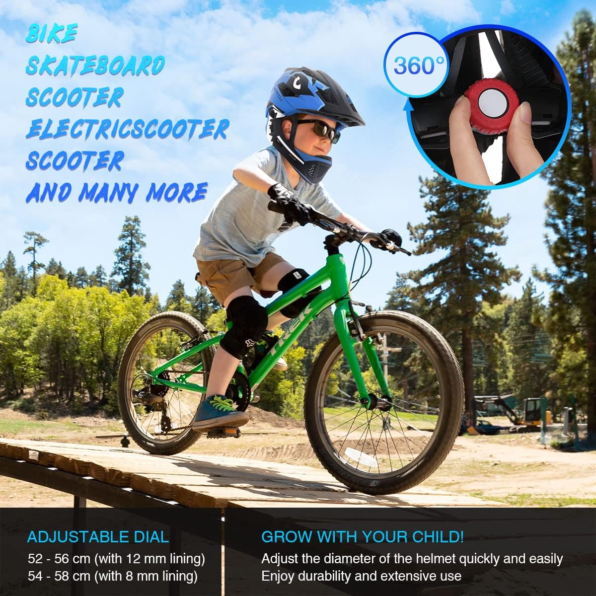 Lixada Casco para niños, casco de bicicleta para niños, casco integrado con protector de barbilla extraíble, casco de protección para deportes infantiles, para ciclismo, skateboarding, patinaje sobre