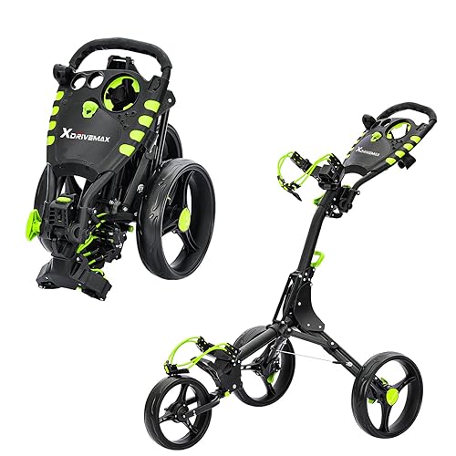XDriveMax Golf Trolley 3 Rad,Golftrolley Klappbar,Leichter Golf Trolleys für Golfschläger