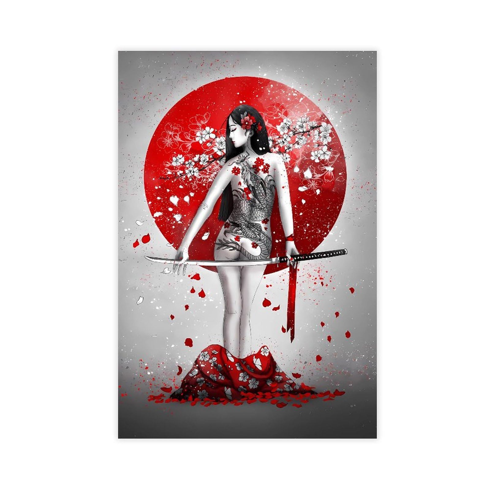 Qnvjqkdsi Women's Unframe Japanese Samurai (2) Canvas Poster Bedroom Decor Landscape Office Room Decor Gift 20" L X 30" W