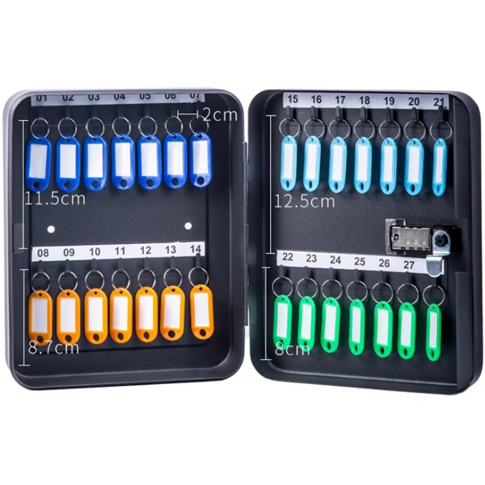 Organizer per chiavi in acciaio con serratura a combinazione, ideale per hotel, uffici, aziende e concessionari di auto, soluzione di archiviazione sicura, colore nero