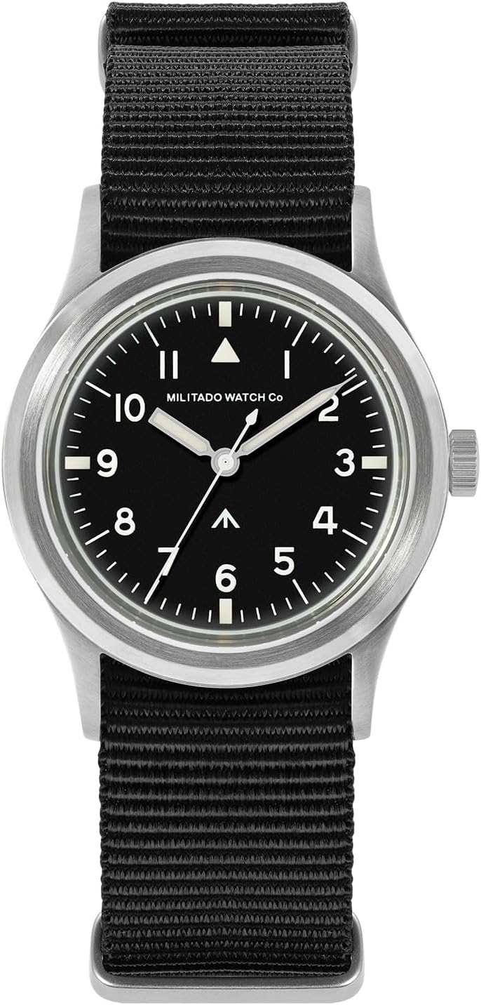 TACTICAL FROG Militado 36mm Field Watch VH31 Japan Movt with Sweep Seconds Military Style Men's Watch with Nylon Strap, 100M Waterproof - ML13/ML14 Series