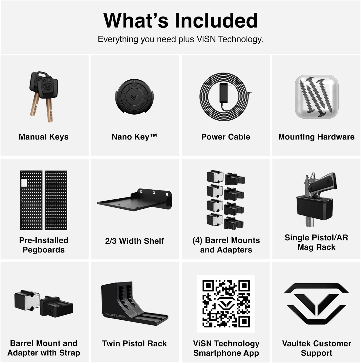 VAULTEK RS800i High Capacity Quick Access Biometric Rifle Safe with Modular Interior, ViSN Smart WiFi, Live Alerts, Auto-Open Door, & Anti-Theft Protection, Modular High Capacity Safe / ViSN RS800i