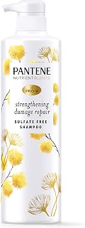 Pantene Sulfate Free Shampoo, Hair Strengthening Anti Frizz Damage Repair with Castor Oil, Safe for Color Treated Hair, Nutrient Blends, 440 mL