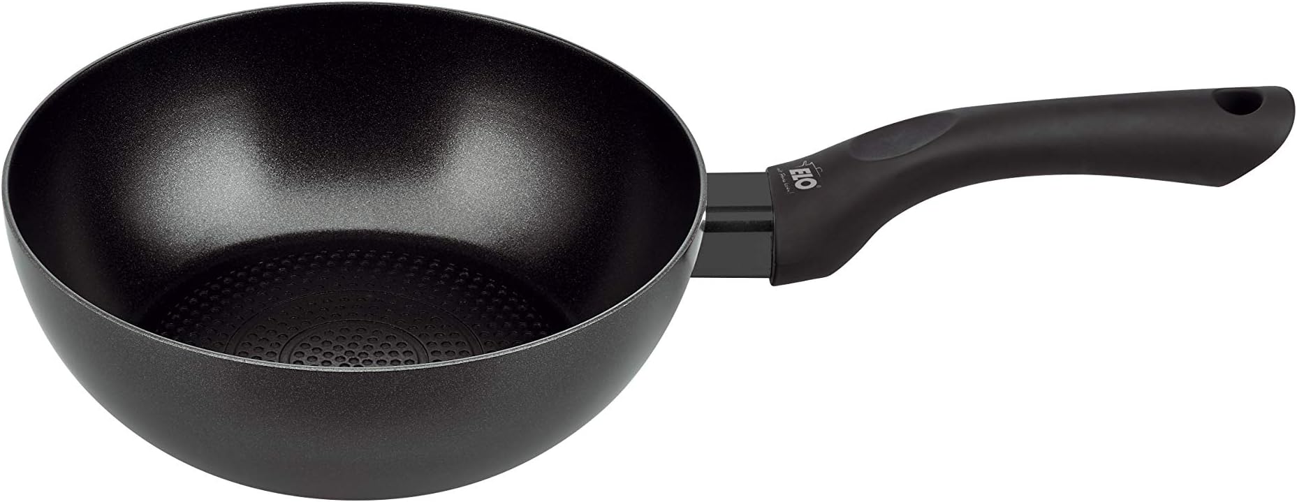 ELOSmart Life 28 cm Wok Pan with Oil Dispensing System Suitable for All Hobs Aluminium Black