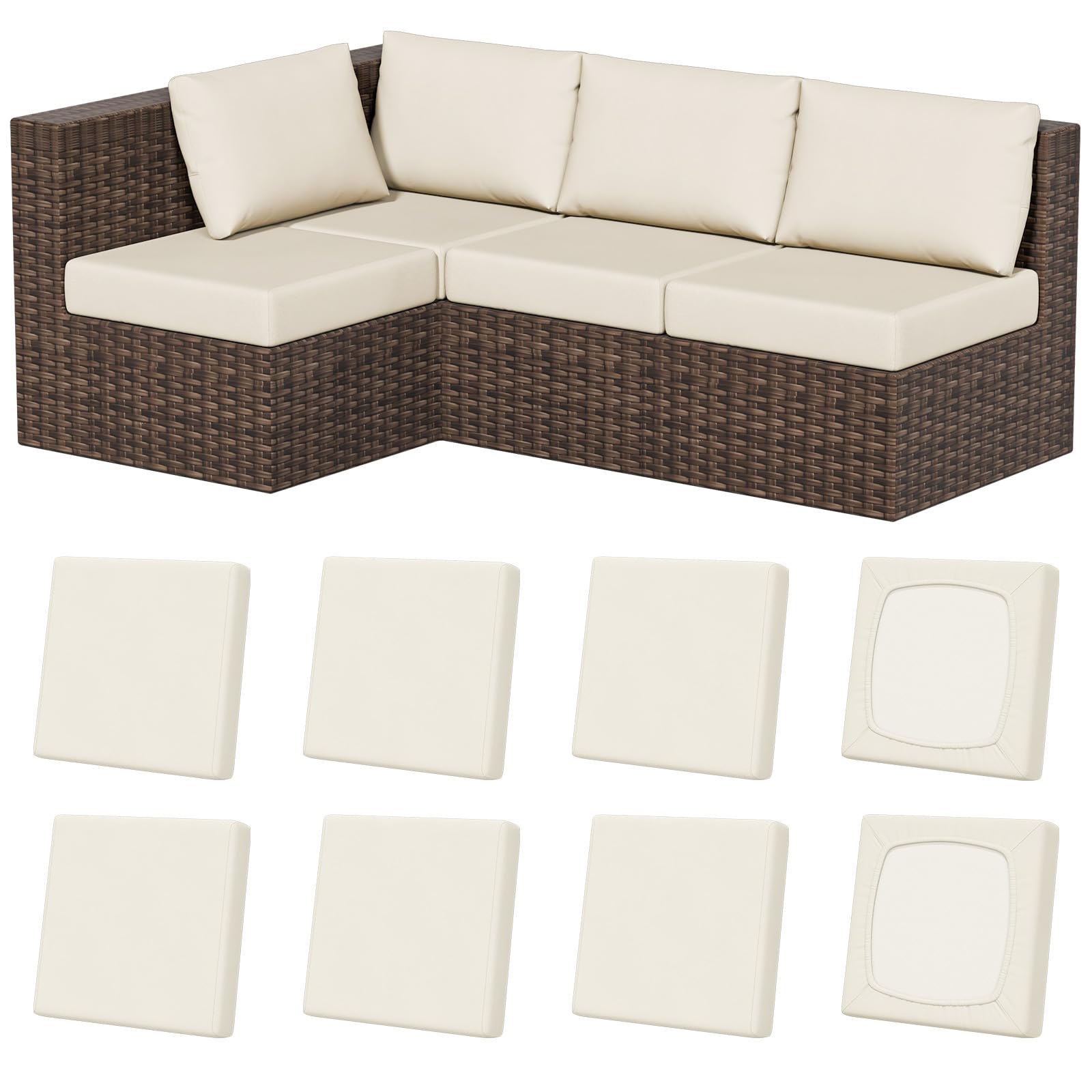 Photo 1 of Vorshape 8Pcs Stretch Patio Cushion Covers, Outdoor Couch & Sofa Replacement Slipcovers for Patio Furniture Cushion Covers, Washable Reusable Furniture Protector