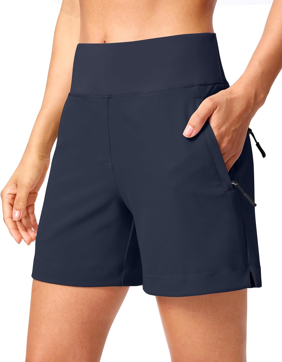 SANTINY Women's 5''/ 7''Hiking Shorts with 3 Zipper Pockets Lightweight Quick Dry Golf Shorts for Women Athletic Walking