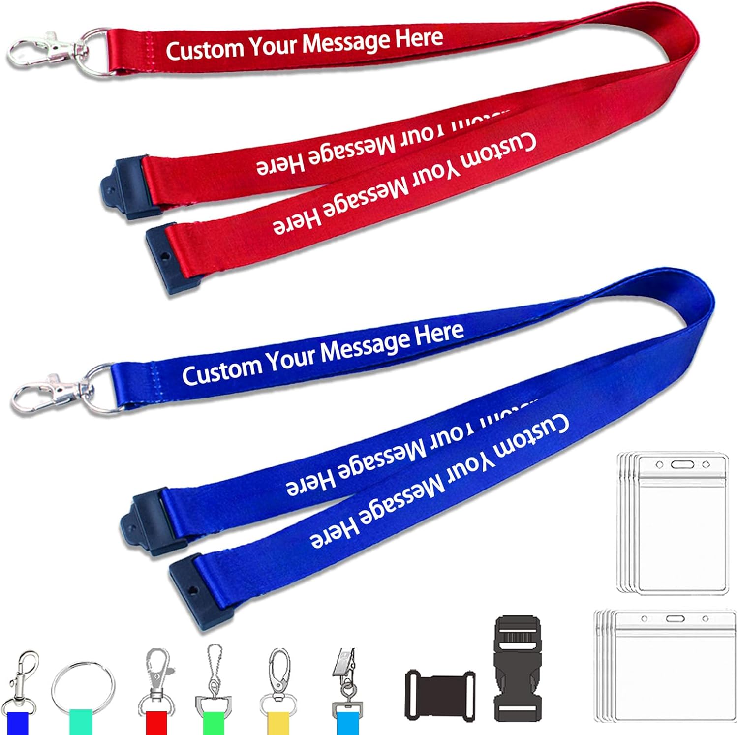 Bulk Custom Lanyards - 30 Colors 100 Pcs | Personalized Reusable ID Badge Lanyards for Events, Promotions & Corporate Gifts | Breakaway Safety Clasps, Custom Logo Printing