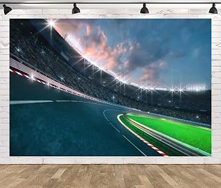 CORFOTO Car Race Track Backdrop Fabric 5x3ft Track Race Background Car Backdrop for Photography Champion Party Racing Club Birthday Decoration Open Air Racing Venue Boy Race Theme Party Props