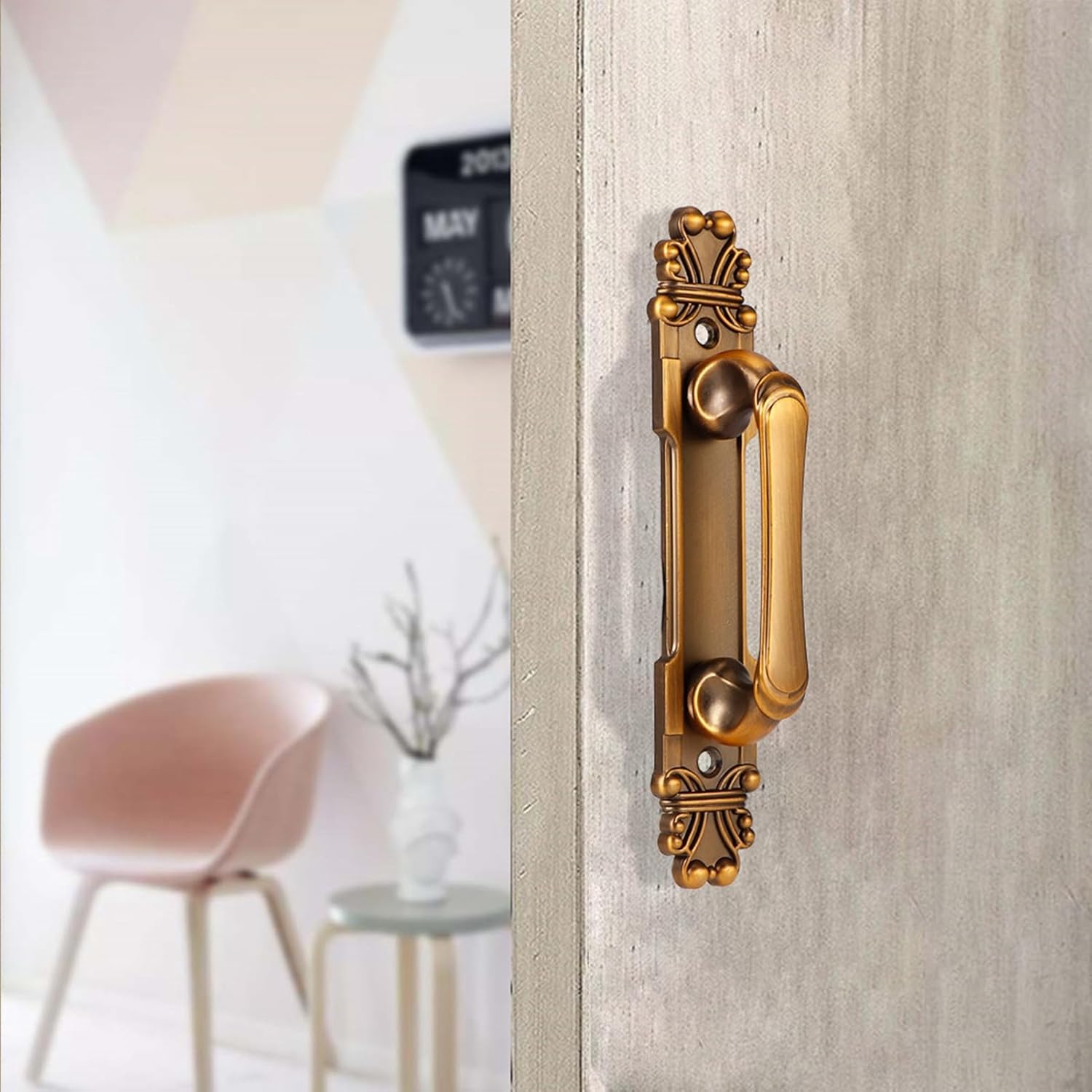 2Pcs Antique Door Pull Handles, 6.5 x 1.2 x 1.4in Decorative Door Handles, Zinc Alloy Vintage Door Handle with 4Pcs Screws for 0.6in Thickness Wardrobes, Cabinets