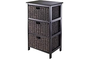 Winsome Omaha 3-Basket Storage Tower, Black/Chocolate
