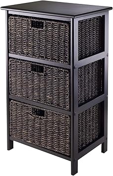 Winsome Omaha Home Storage Rack with 3 Baskets, Stackable Storage Bins for Home Organizing, Functional Furniture for Bedroom, Living Room, Office, Entryway