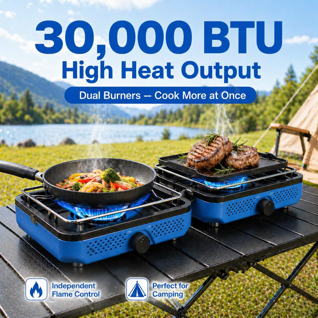 Amazon.com: Hisencn 2 Burner Propane Camping Stove, 30000 BTU
