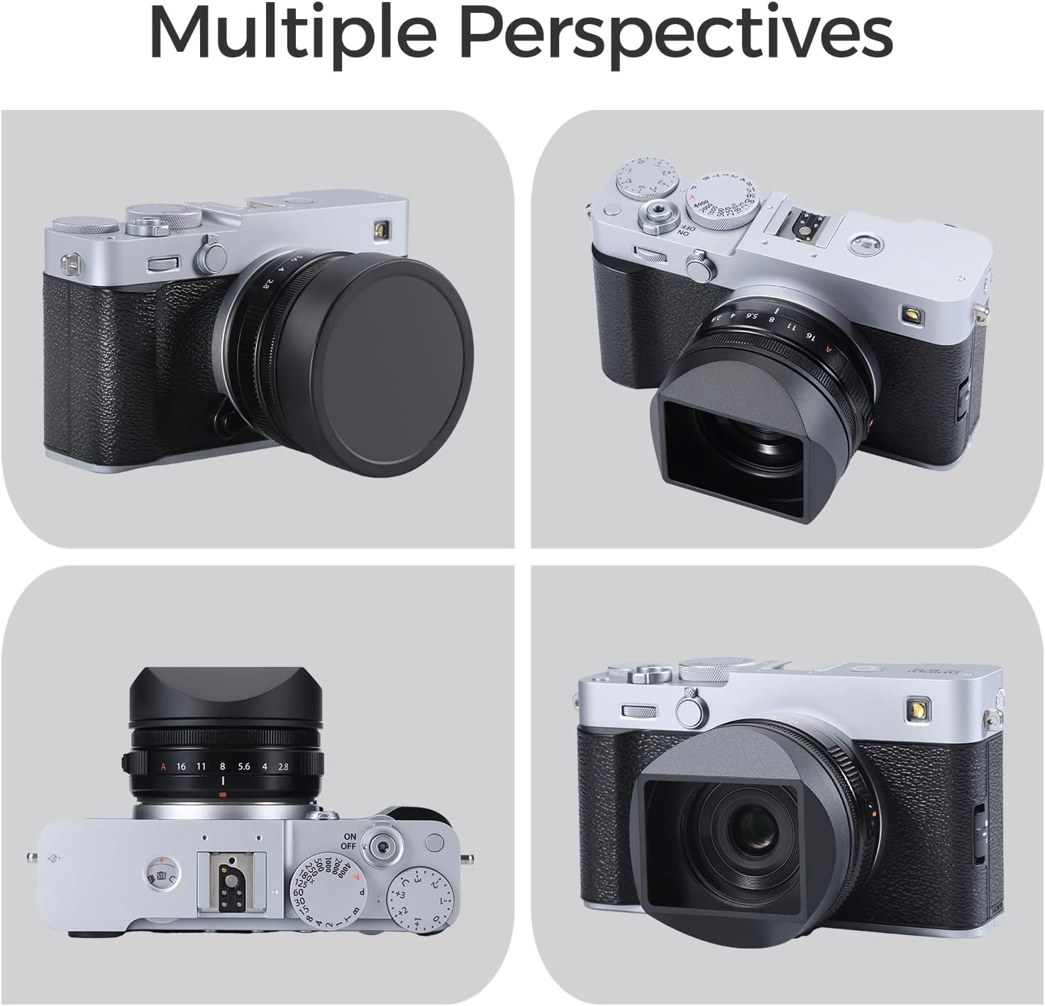 Metal Square Lens Hood with Cover for Fujifilm XF 27mm F2.8 R WR/XF 23mm F2.8 R WR for Fujifilm X-E5 Camera Accessories (Aluminum Alloy-Black)