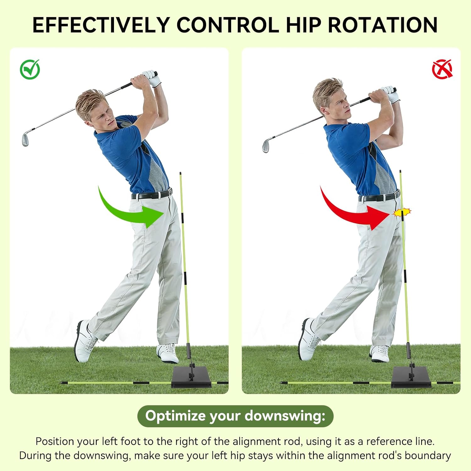 Adjustable Golf Alignment Stick Holder, Golf Training Aid with 48" Collapsible Alignment Sticks for Aiming, Putting, Swing Trainer, Golf Accessories Suitable for Golf Backyard Practice